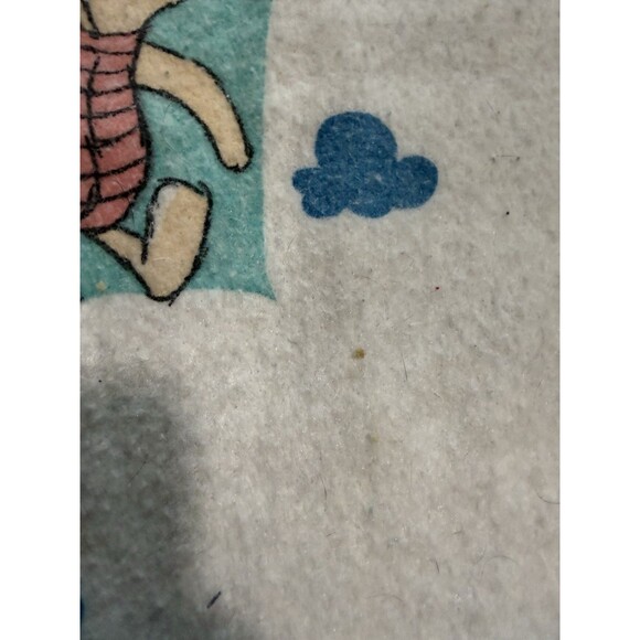 Vtg Disney Winnie The Pooh Piglet Blanket Clouds 93” X 70” Blue Binding Twin Bed - Picture 7 of 13